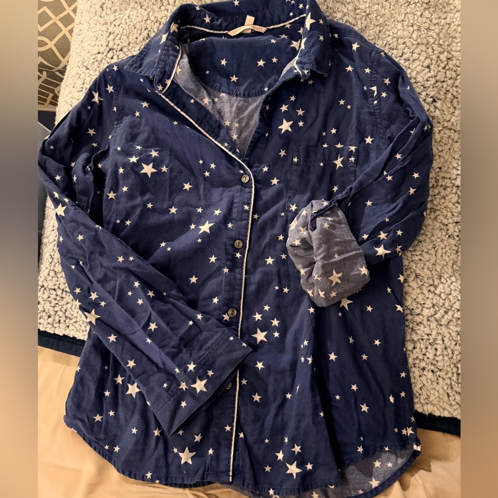 Victoria's Secret Navy button up sleep Shirt